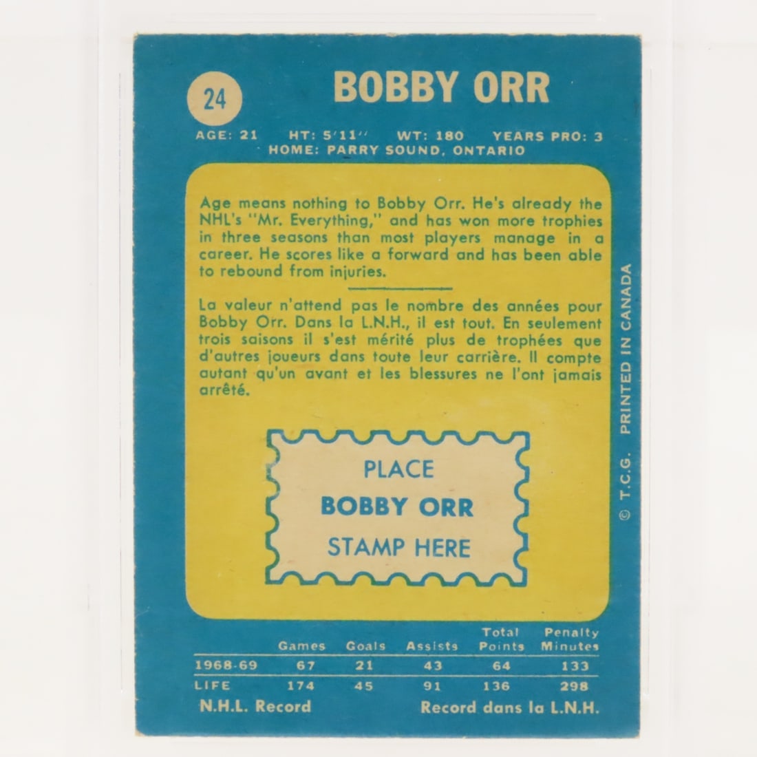 1969 O-PEE-CEE Bobby Orr #24 PSA 4 VG-EX - 4