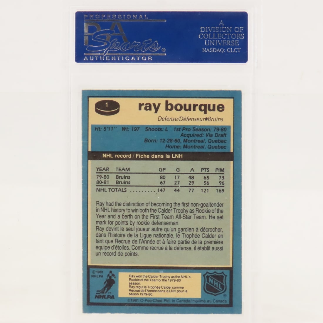1981 Topps & O-PEE-CHEE Ray Bourque PSA Graded - 4