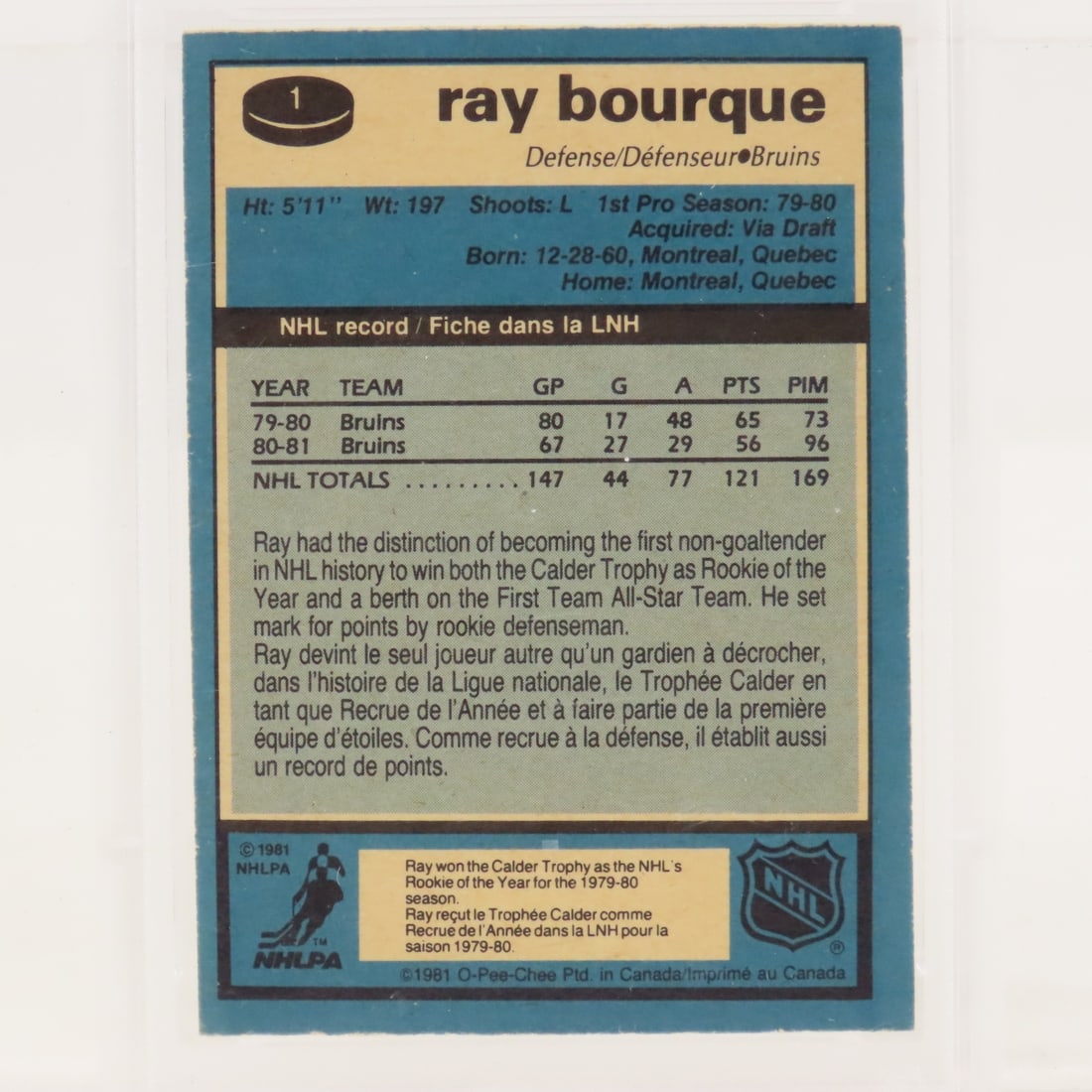 1981 Topps & O-PEE-CHEE Ray Bourque PSA Graded - 5