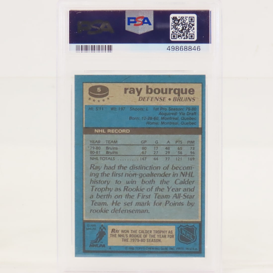 1981 Topps & O-PEE-CHEE Ray Bourque PSA Graded - 8