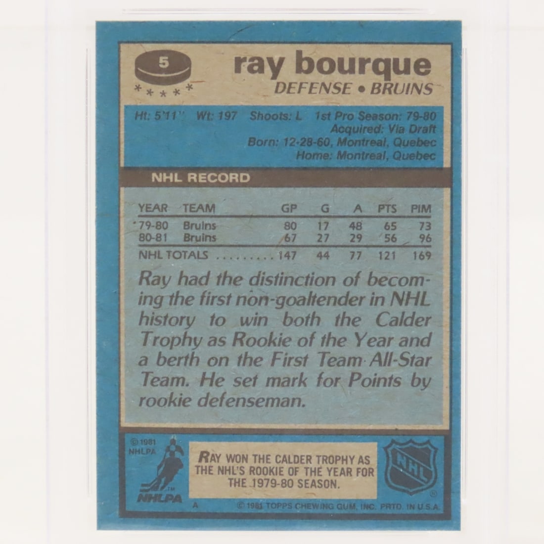 1981 Topps & O-PEE-CHEE Ray Bourque PSA Graded - 9