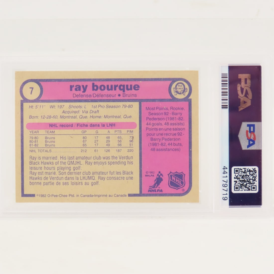 5 PSA Graded Ray Bourque Hockey Cards 1981-1985 - 5
