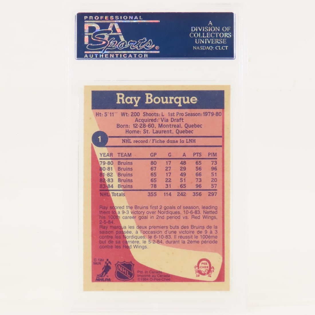 5 PSA Graded Ray Bourque Hockey Cards 1981-1985 - 7