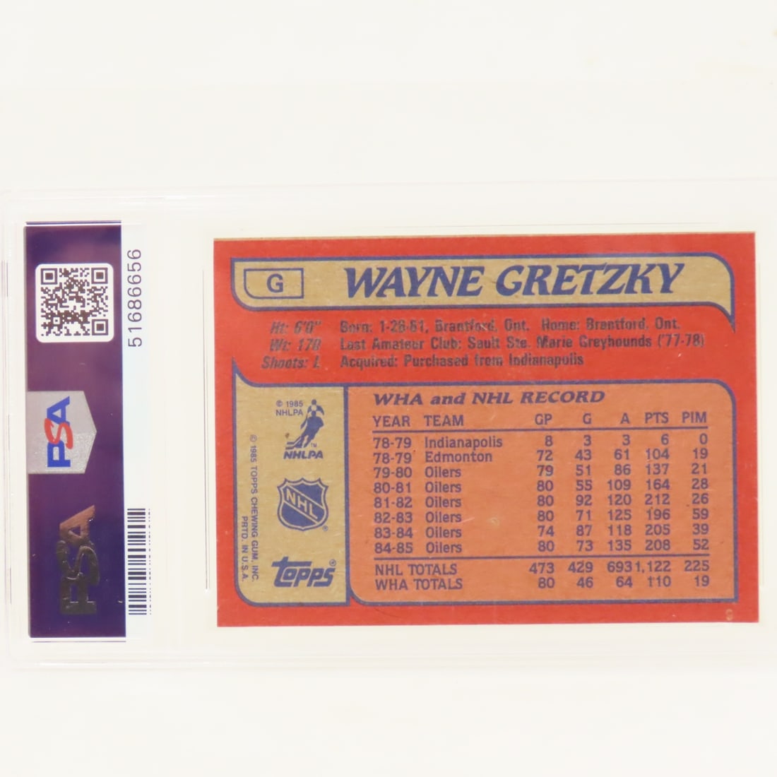 1985 Topps Wayne Gretzky Box Bottoms #G PSA 7 NM - 3