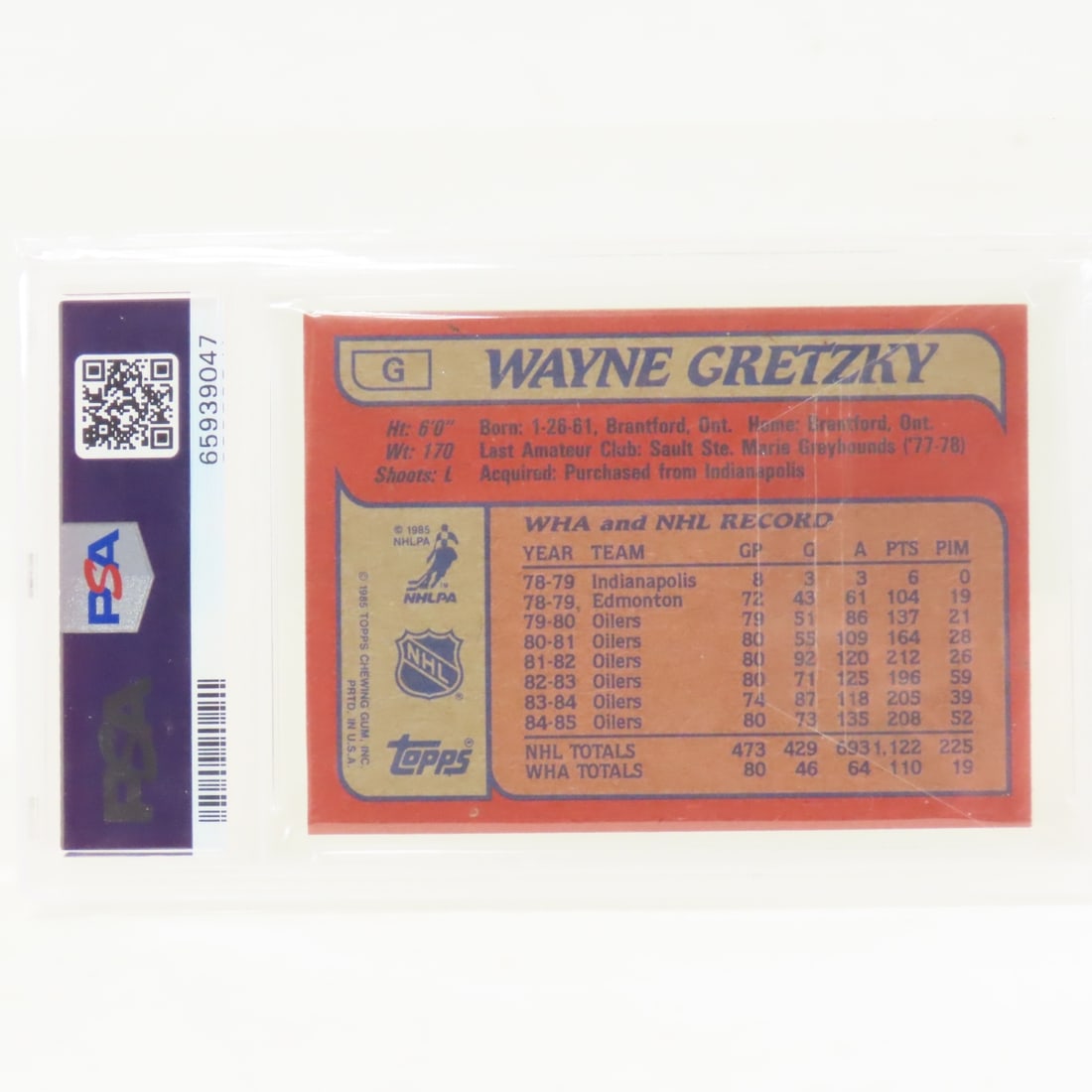 1985 Topps Wayne Gretzky Box Bottoms #G PSA 6 EXMT - 3