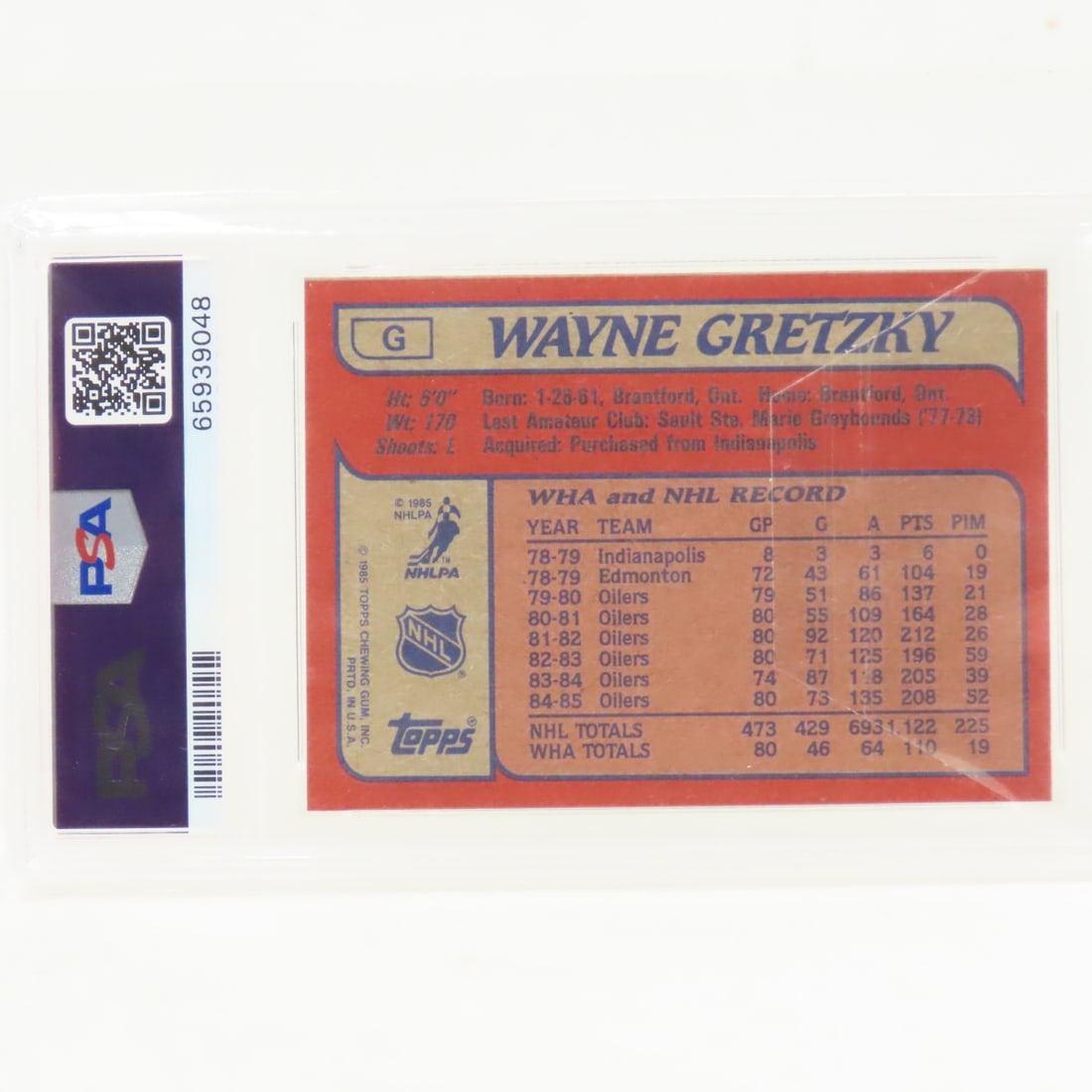 1985 Topps Wayne Gretzky Box Bottoms #G PSA 5 EX - 3