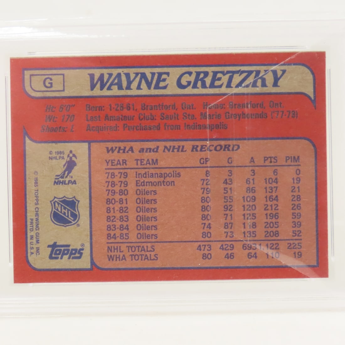 1985 Topps Wayne Gretzky Box Bottoms #G PSA 5 EX - 4