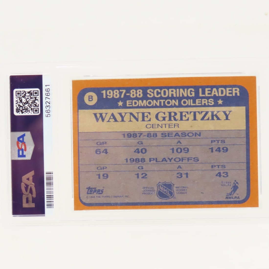 1988 Topps Box Bottoms Wayne Gretzky #B PSA 6 EXMT - 3