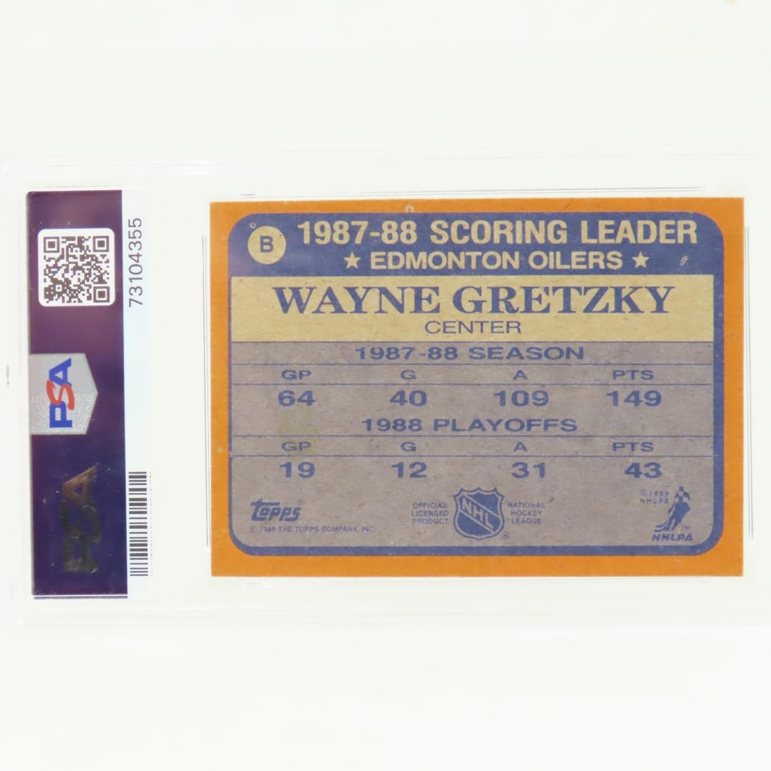 1988 Topps Box Bottoms Wayne Gretzky #B PSA 5 EX - 3