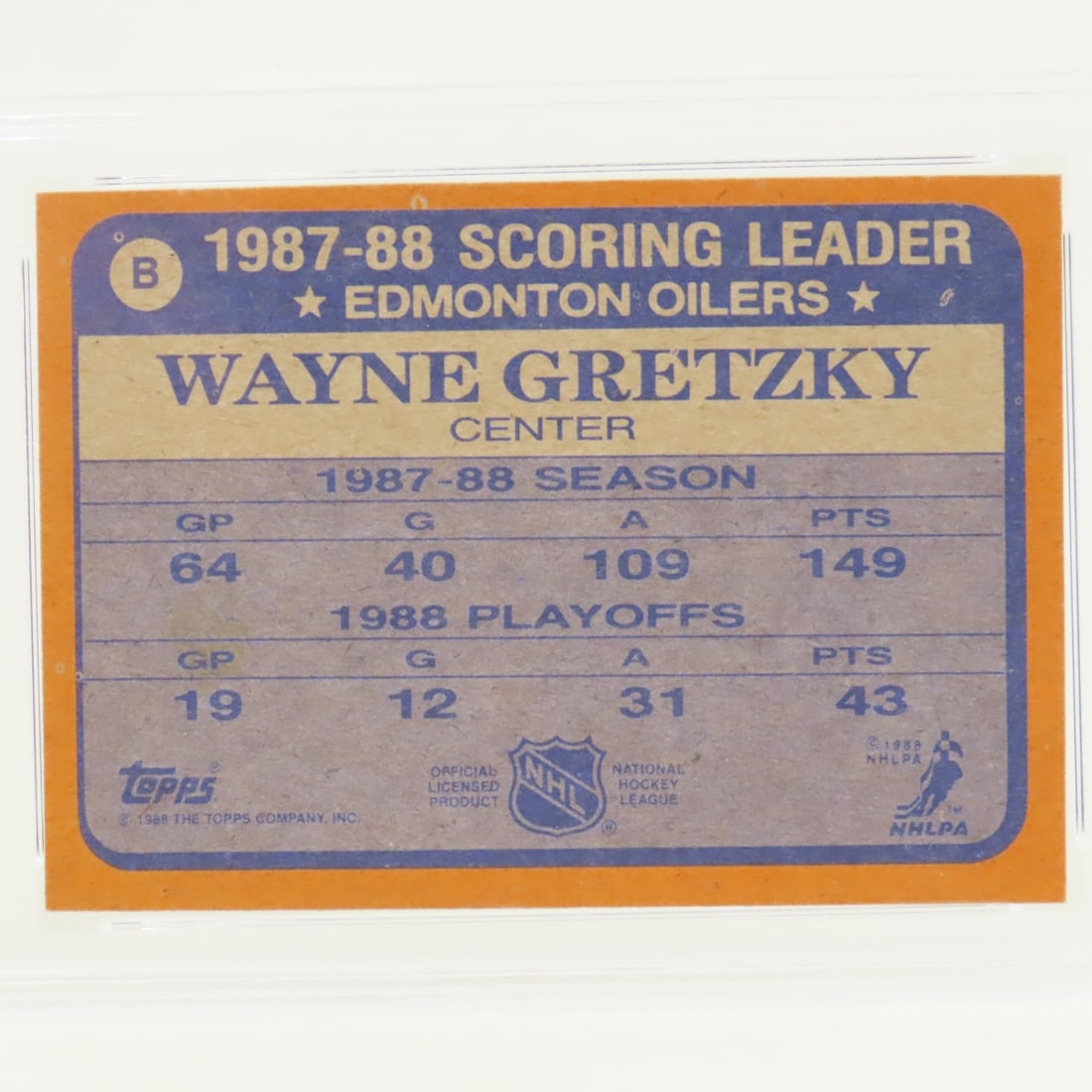 1988 Topps Box Bottoms Wayne Gretzky #B PSA 5 EX - 4