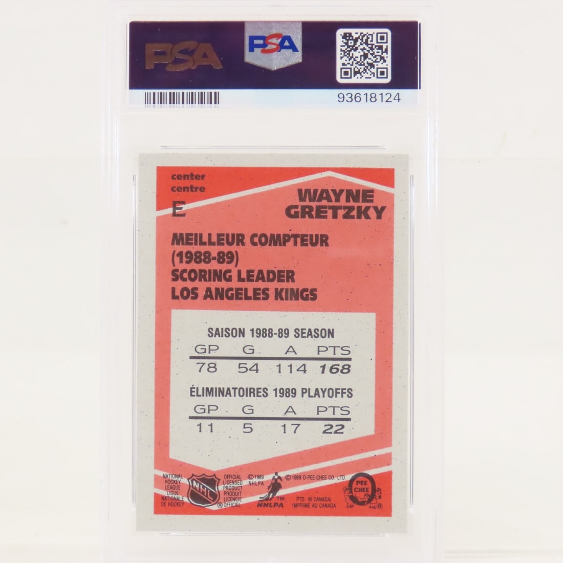 1989 O-PEE-CHEE Box Bottoms Wayne Gretzky #E PSA 9 - 3