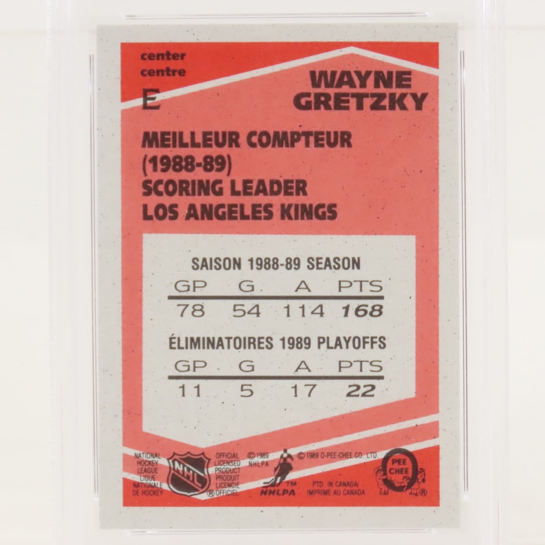1989 O-PEE-CHEE Box Bottoms Wayne Gretzky #E PSA 9 - 4