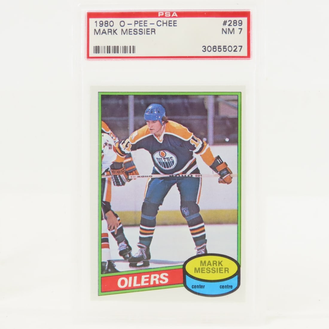 1980 O-PEE-CHEE Mark Messier #289 PSA NM 7 Rookie: 1980 O-PEE-CHEE Mark Messier #289 PSA NM 7 Rookie - Lot Size 5.5x3.5x1" 1 LB All information and photos are intended to be as accurate as possible, but errors are possible. No item may be returned or