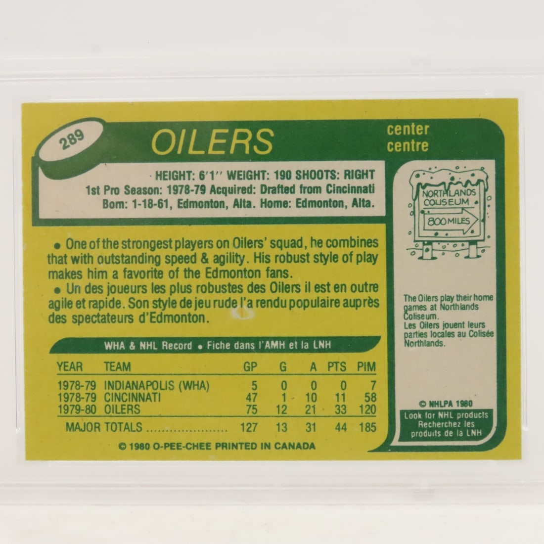 1980 O-PEE-CHEE Mark Messier #289 PSA NM 7 Rookie - 4