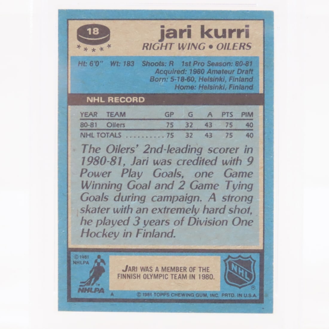 1981 PSA graded O-PEE-CHEE & Topps Jari Kurri RC - 9