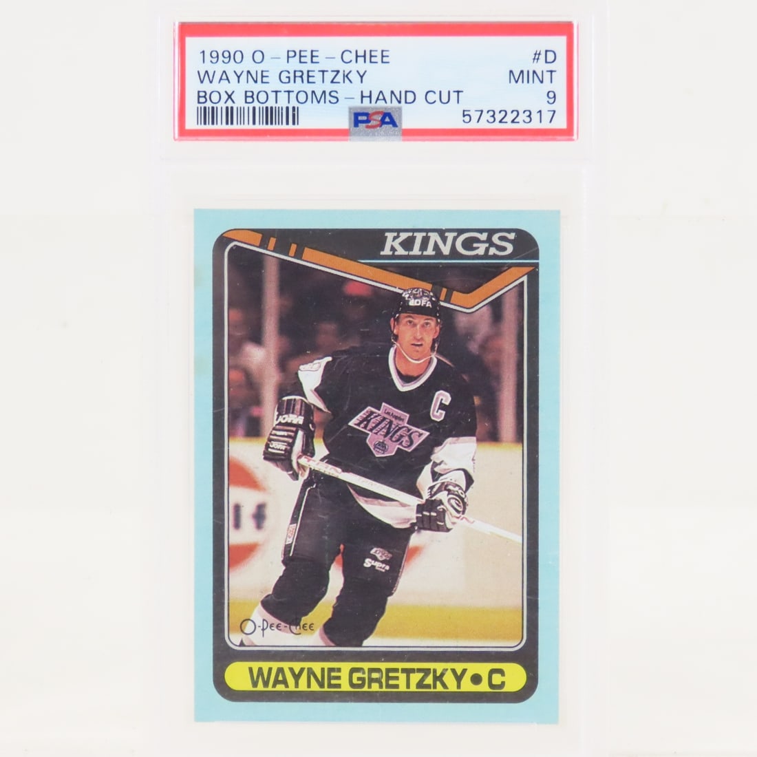 1990 O-PEE-CHEE Box Bottoms Wayne Gretzky #D PSA 9: 1990 O-PEE-CHEE Box Bottoms Wayne Gretzky #D PSA 9 - Lot Size 5.5x3.5x1" 1 LB All information and photos are intended to be as accurate as possible, but errors are possible. No item may be returned or