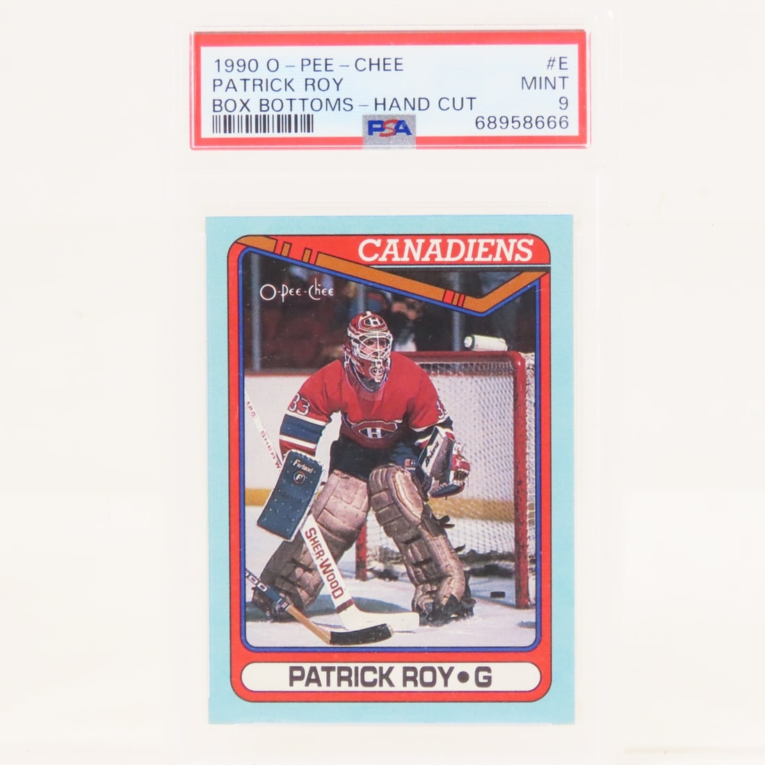 1990 O-PEE-CHEE Box Bottoms Patrick Roy #E PSA 9 (1 of 4)