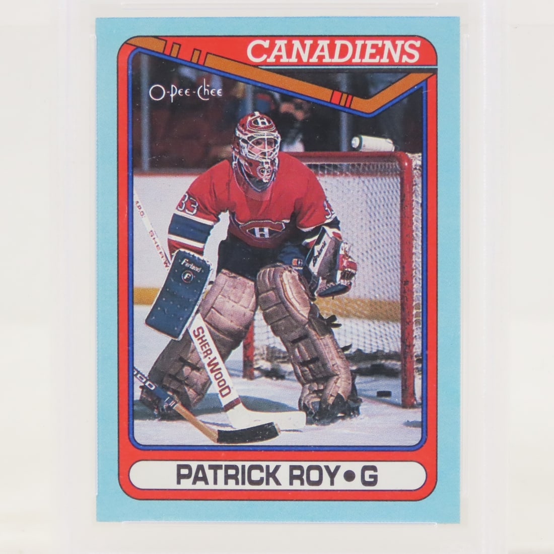 1990 O-PEE-CHEE Box Bottoms Patrick Roy #E PSA 9 - 2