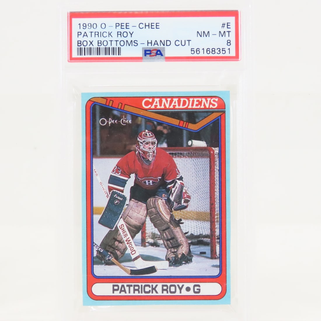 1990 O-PEE-CHEE Box Bottoms Patrick Roy #E PSA 8 (1 of 4)