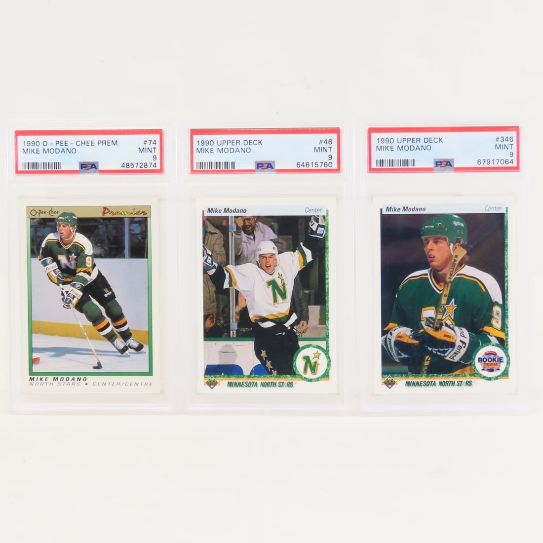 3 1990 Mike Modano Rookie Cards PSA 9 Mint (1 of 13)