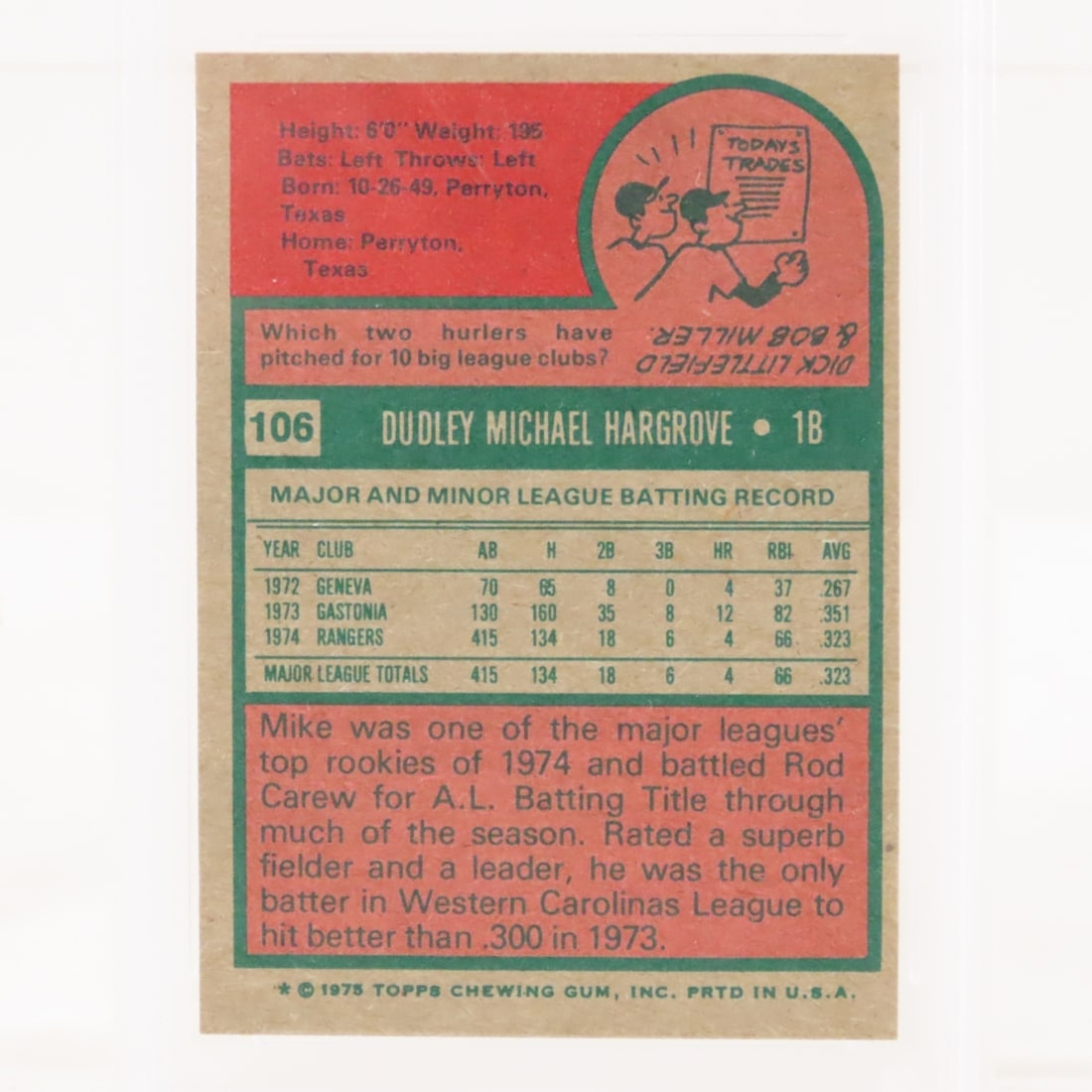 3 1975 Topps TX Rangers PSA graded Baseball Cards - 13