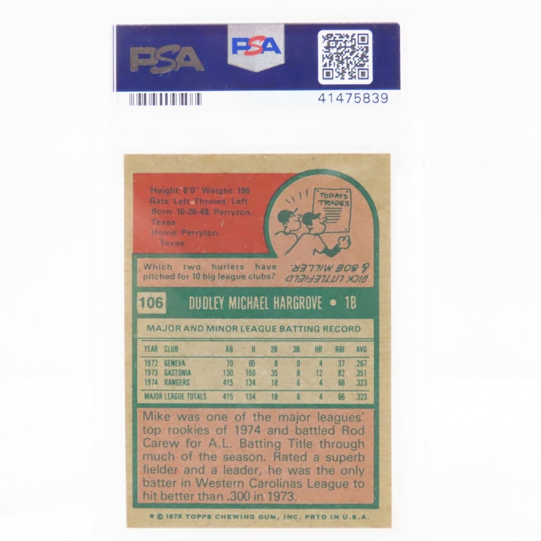 3 1975 Topps TX Rangers PSA graded Baseball Cards - 4
