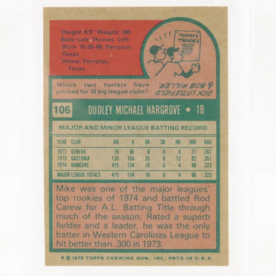 3 1975 Topps TX Rangers PSA graded Baseball Cards - 5