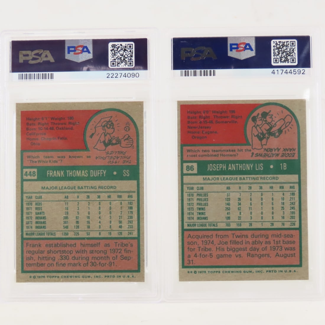 11 1975 Topps PSA graded Baseball Cards - 9