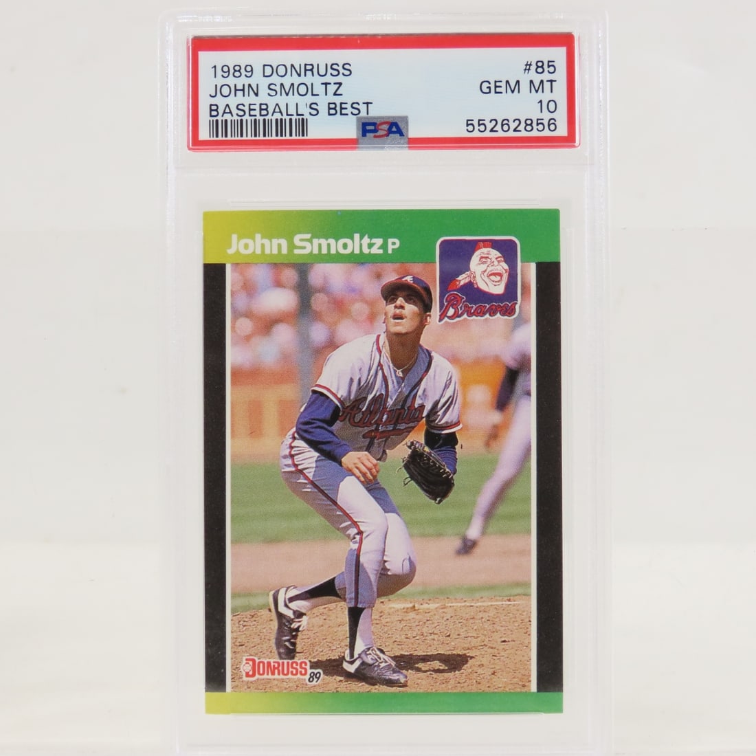 1989 Donruss John Smoltz #85 PSA 10 Gem MT: 1989 Donruss John Smoltz #85 PSA 10 Gem MT - Lot Size 5.5x3.5x1" 1 LB All information and photos are intended to be as accurate as possible, but errors are possible. No item may be returned or refused