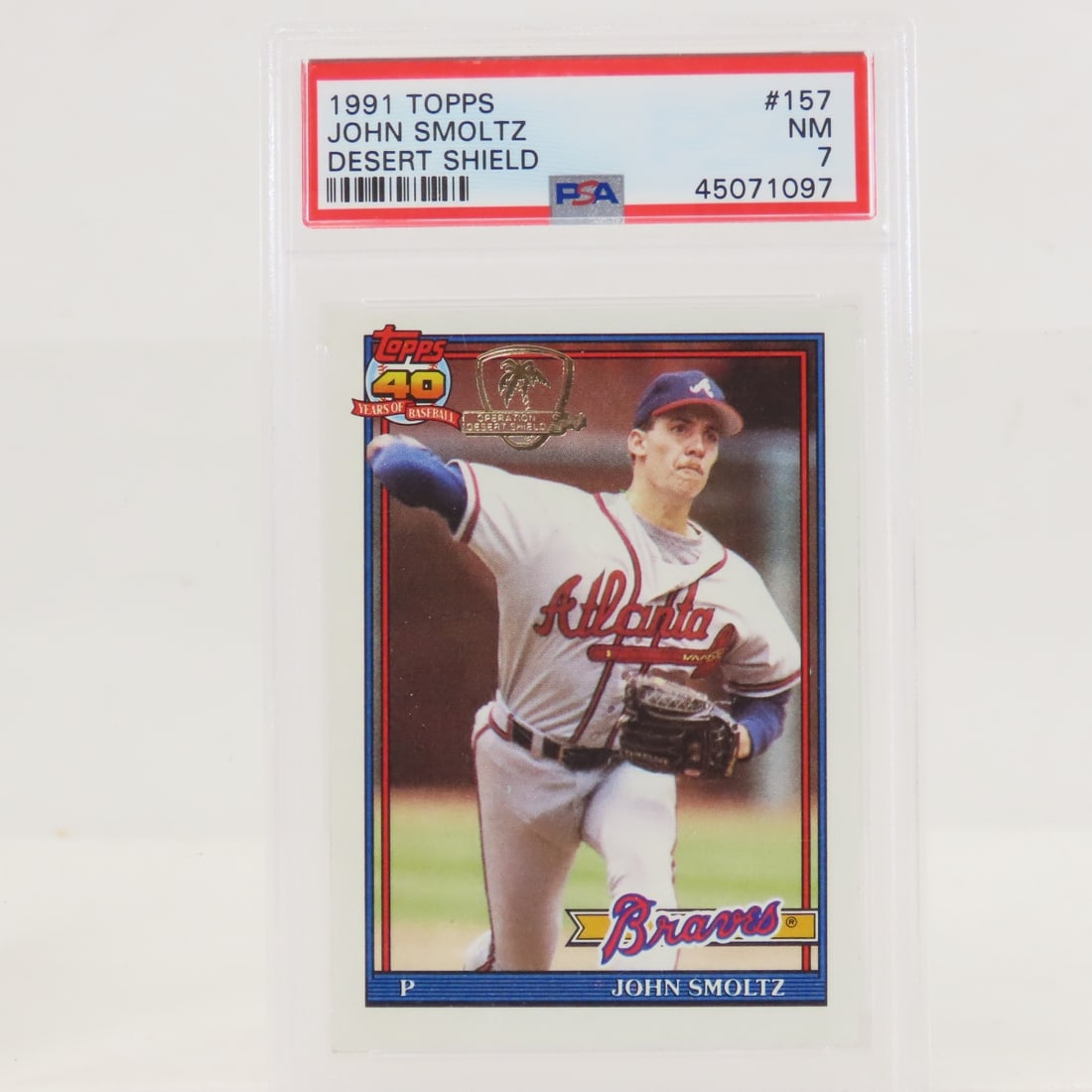 1991 Topps Desert Shield John Smoltz #157 PSA 7 NM (1 of 4)