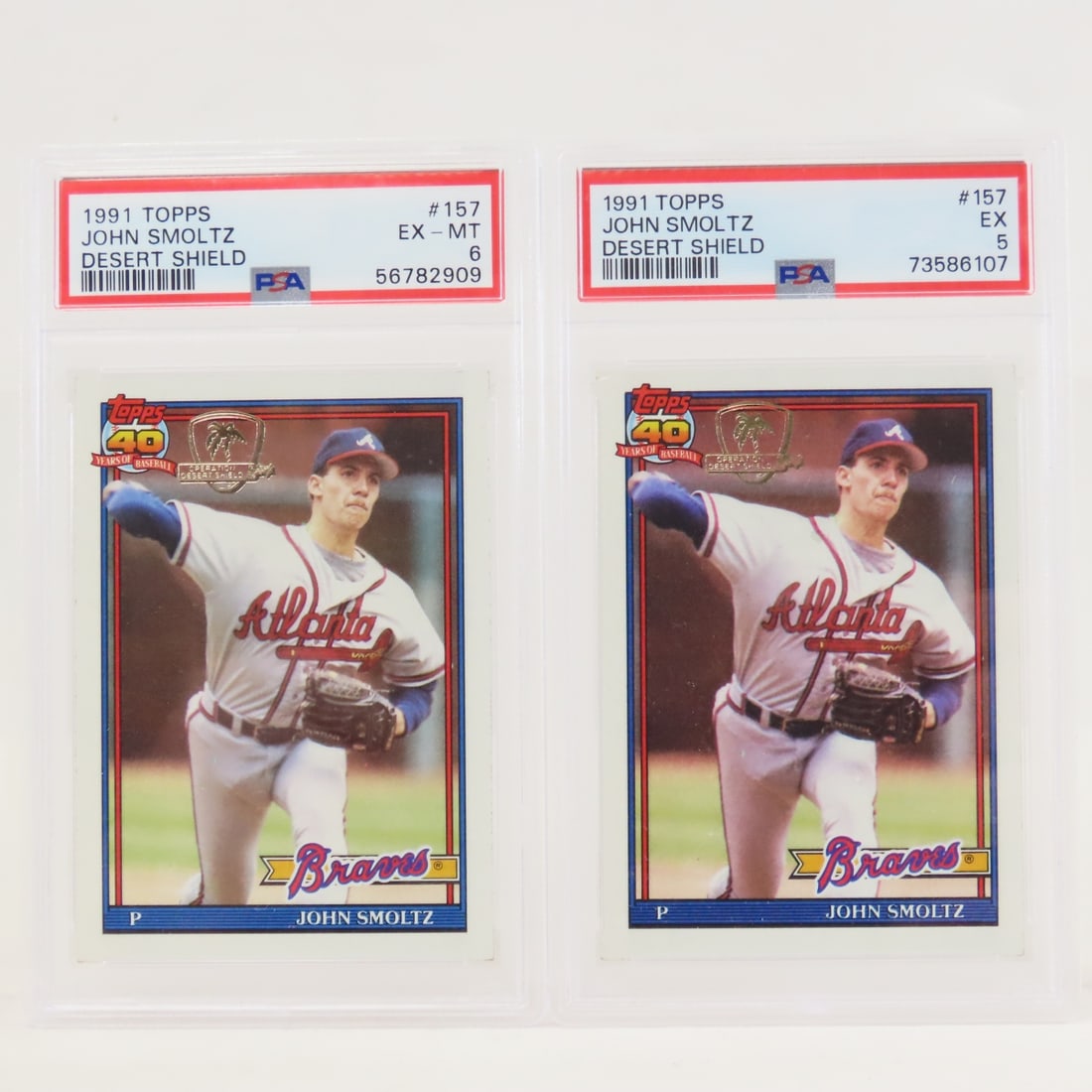 1991 Topps Desert Shield John Smoltz #157 PSA 5&6 (1 of 9)