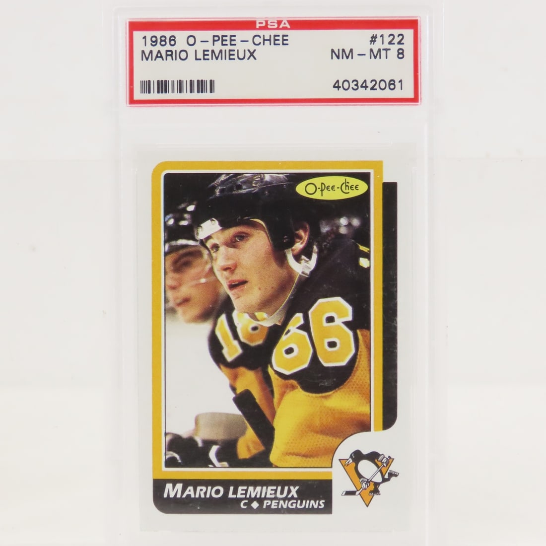 1986 O-PEE-CHEE Mario Lemieux #122 PSA 8 NM-MT - 2