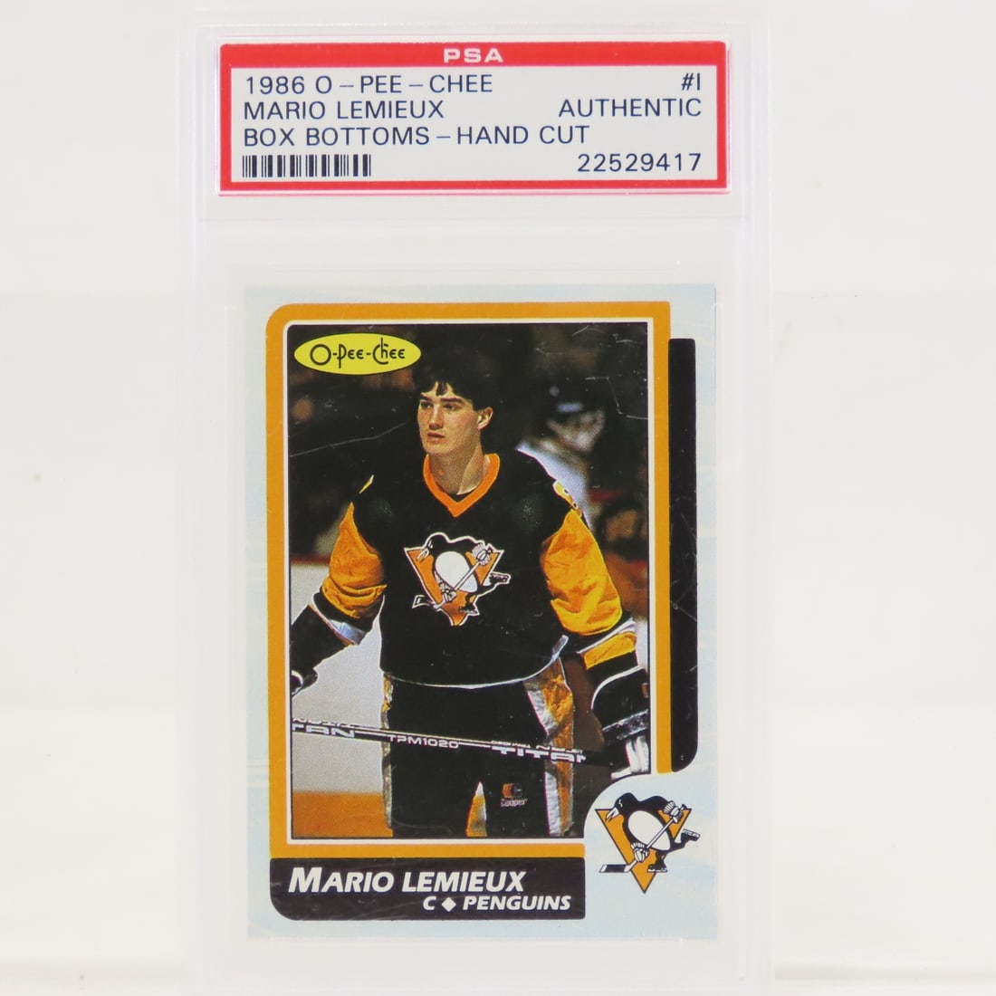 1986 O-PEE-CHEE Box Bottoms Mario Lemieux #I PSA - 2