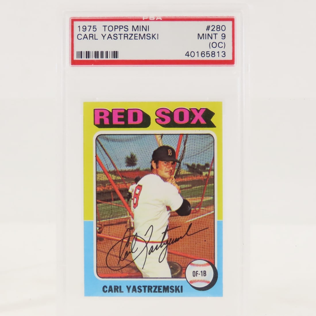 1975 Topps Mini Carl Yastrzemski #280 PSA 9 Mint: 1975 Topps Mini Carl Yastrzemski #280 PSA 9 Mint - Lot Size 5.5x3.5x1" 1 LB All information and photos are intended to be as accurate as possible, but errors are possible. No item may be returned or