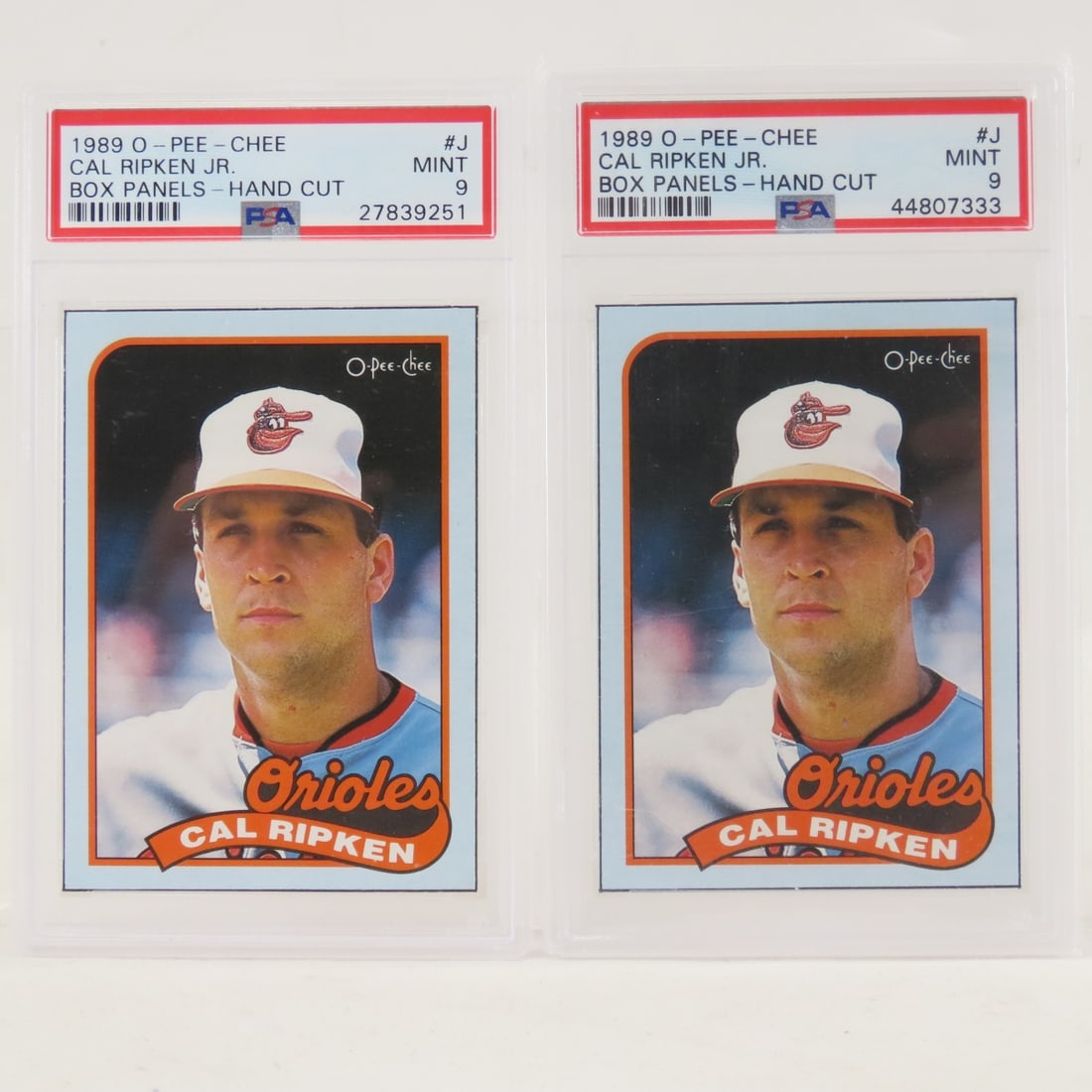 2 1989 O-PEE-CHEE Box Panel Cal Rypken Jr #J PSA 9 (1 of 9)