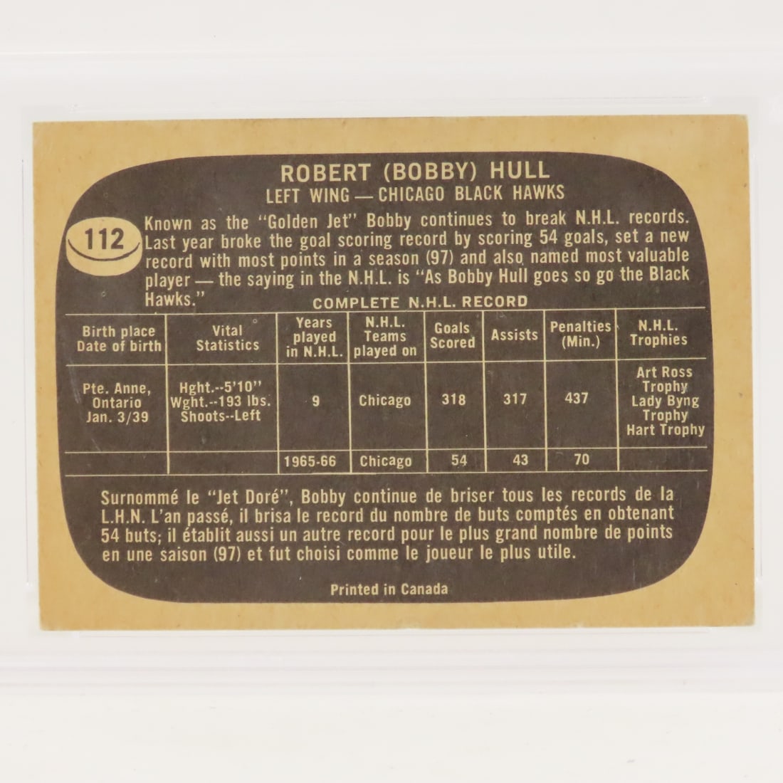 1966 Topps Bobby Hull #112 PSA 4 VG-EX - 4
