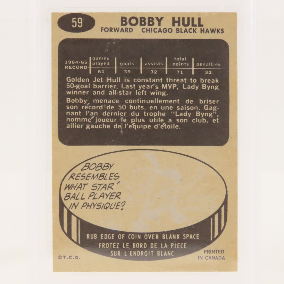 1965 Topps Bobby Hull #59 PSA 6 EX-MT - 4