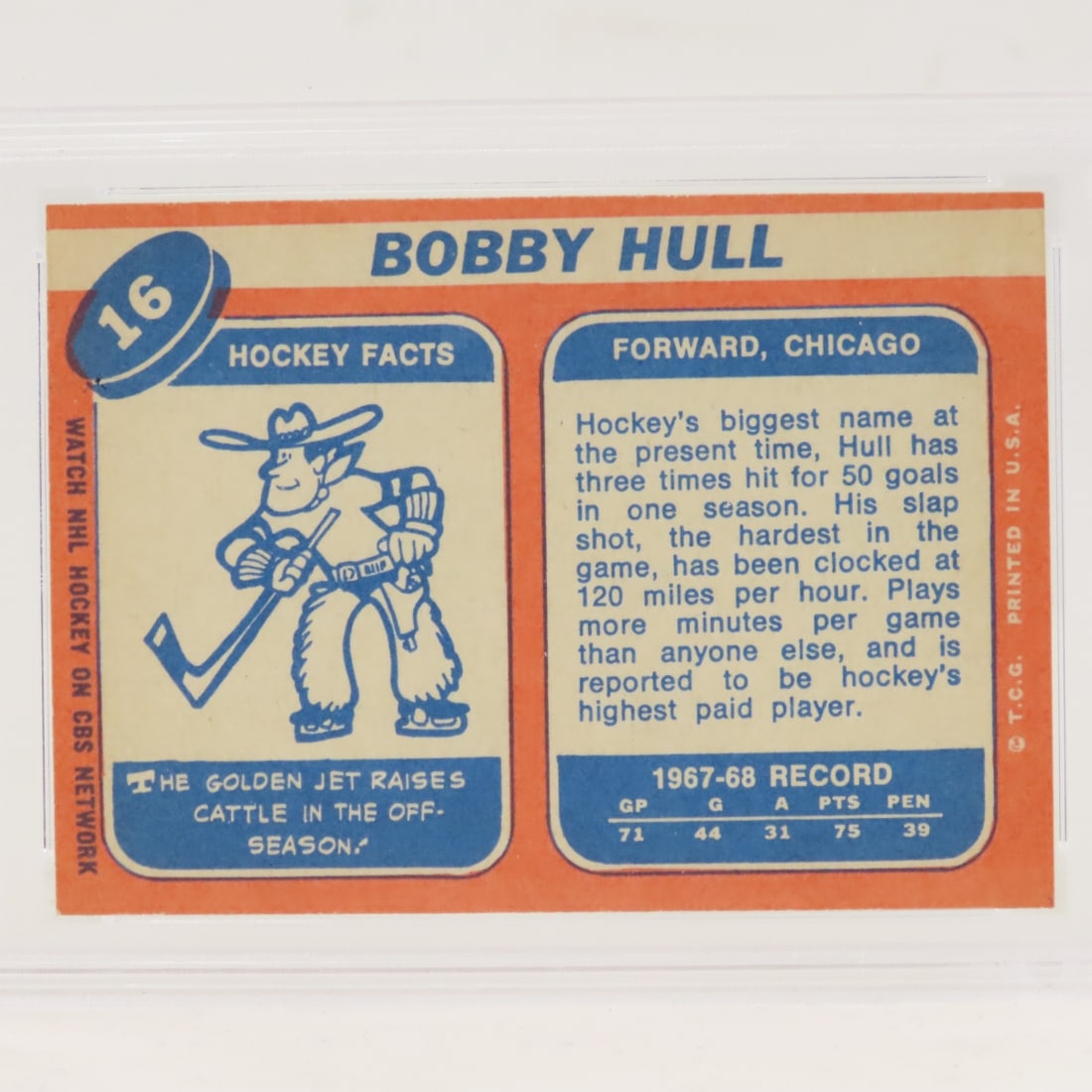 1968 Topps Bobby Hull #16 PSA 6 EX-MT - 4