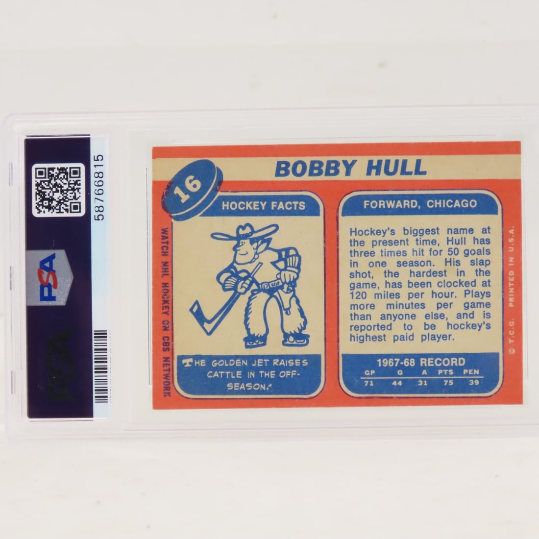 1968 Topps Bobby Hull #16 PSA 5 EX - 3