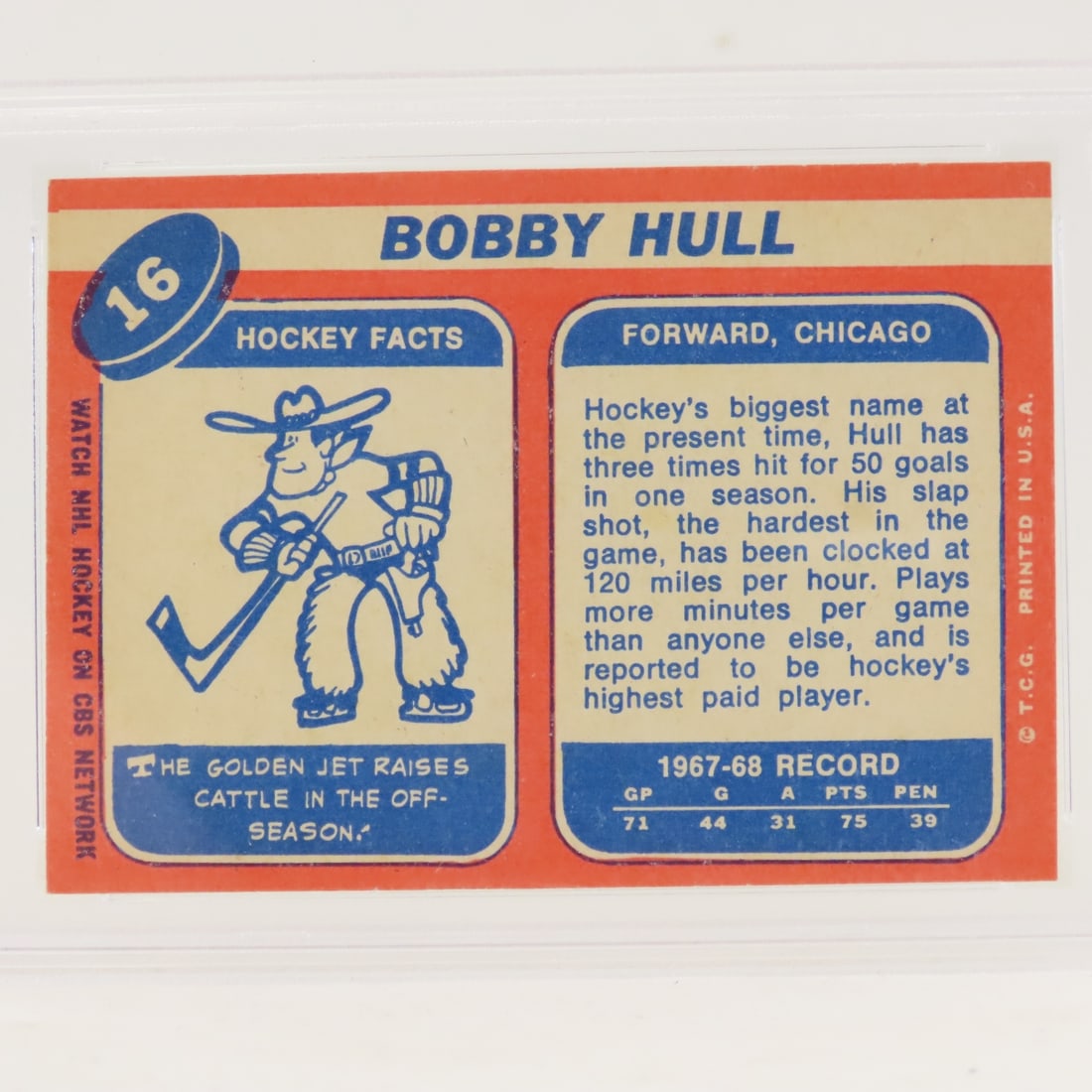 1968 Topps Bobby Hull #16 PSA 5 EX - 4