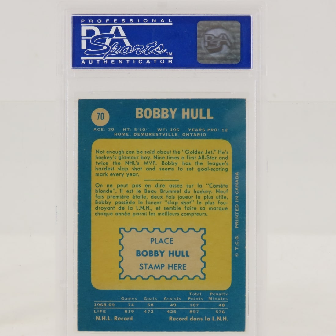 1969 O-PEE-CHEE Bobby Hull #70 PSA 7 NM - 3