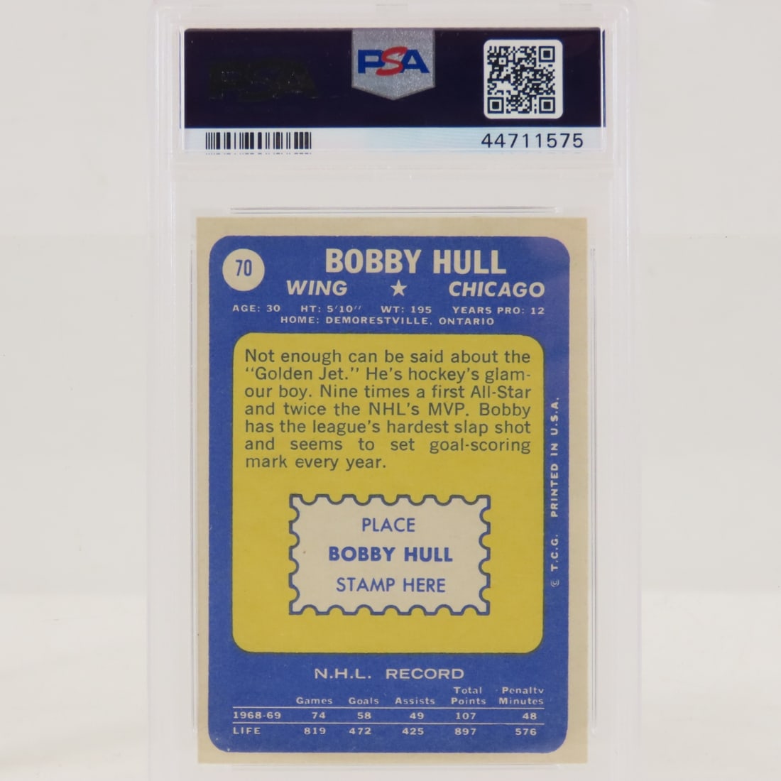 1969 Topps Bobby Hull #70 PSA 7 NM - 3