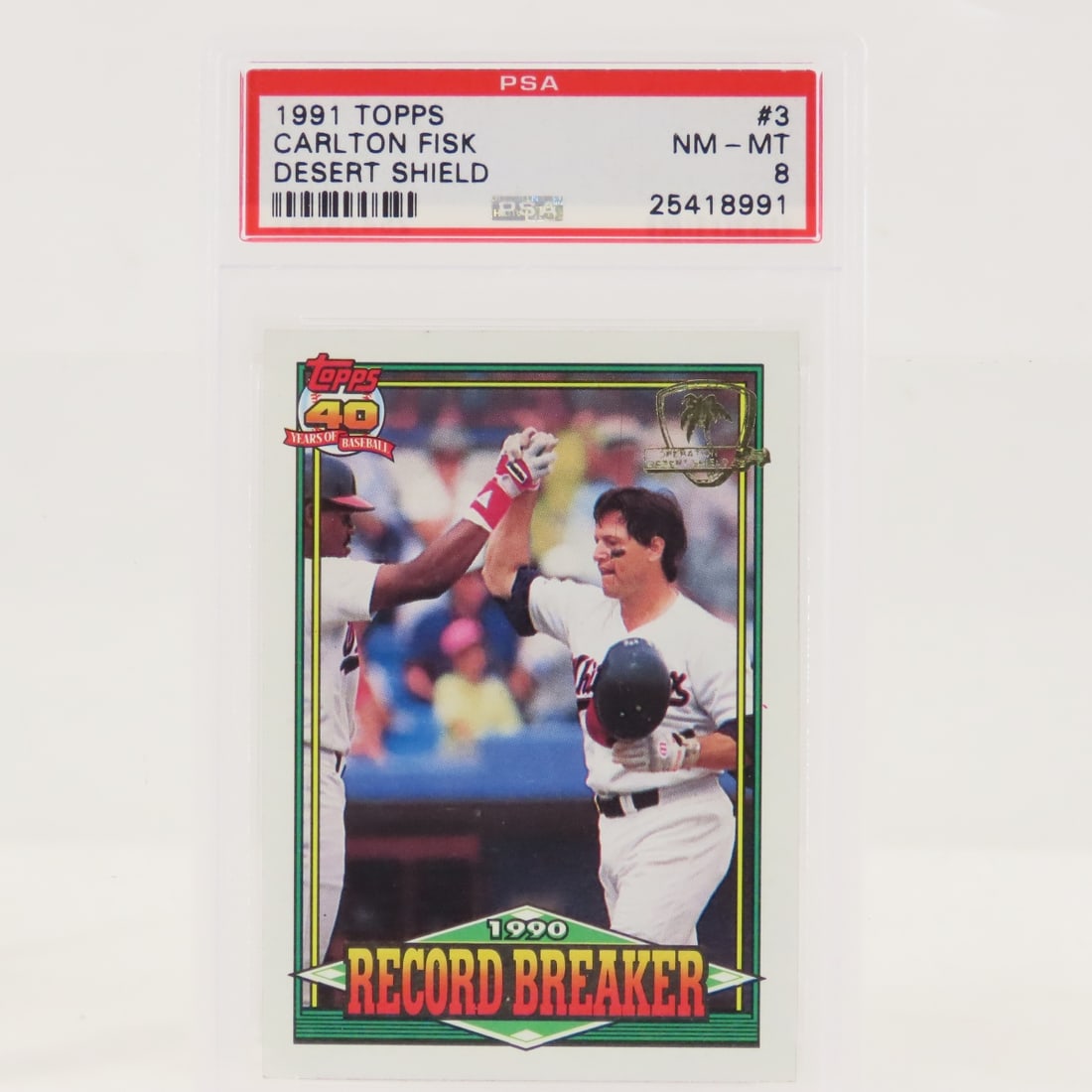 1991 Topps Carlton Fisk Desert Shield #3 PSA 8 NM (1 of 4)