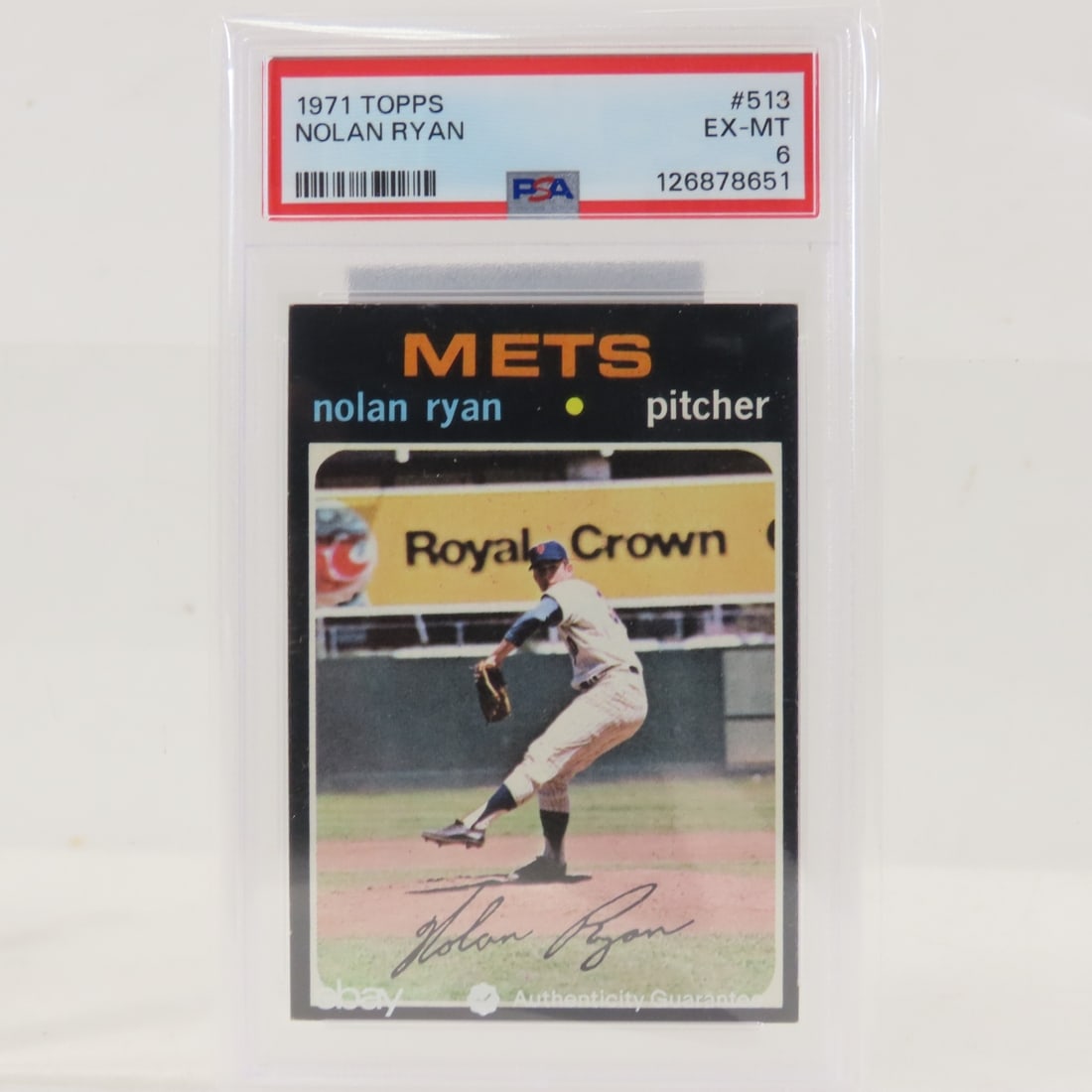 1971 Topps Nolan Ryan #513 PSA 5 EX: 1971 Topps Nolan Ryan #513 PSA 5 EX - eBay guarantee sticker Lot Size 5.5x3.5x1" 1 LB All information and photos are intended to be as accurate as possible, but errors are possible. No item may be ret