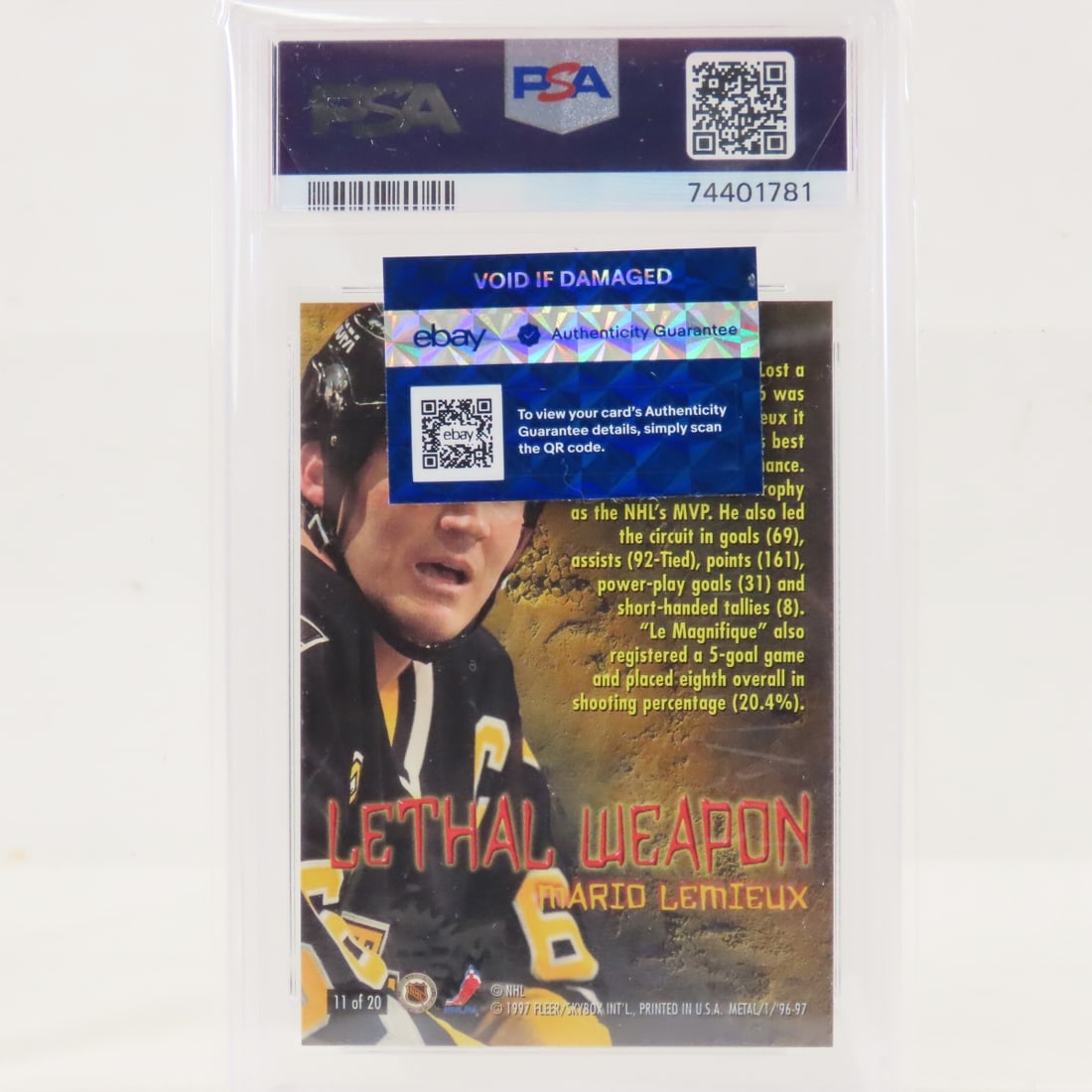 1996 Metal Universe Mario Lemieux #11 PSA 8 NM-MT - 3