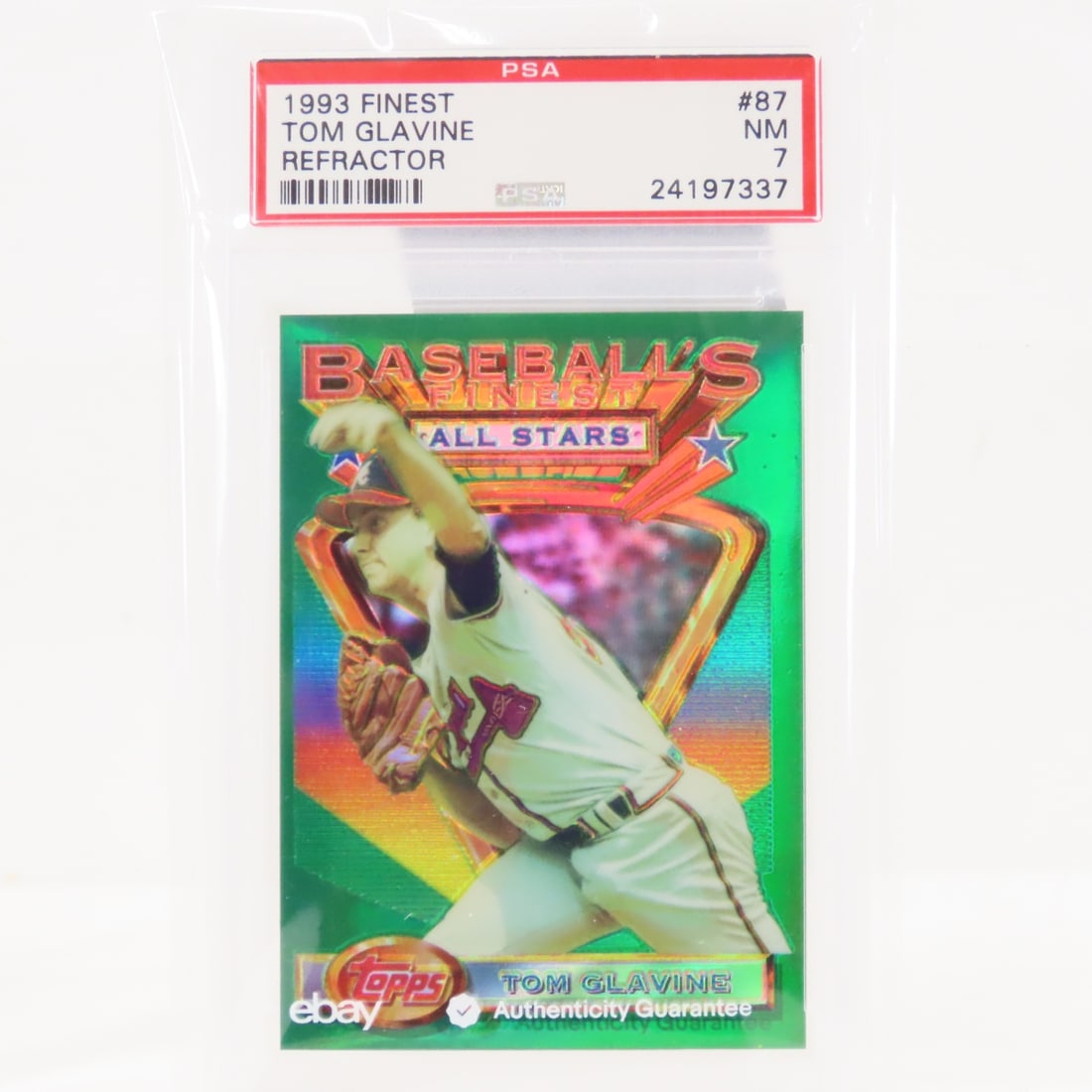 1993 Finest Tom Glavine Refractor #87 PSA 7 NM: 1993 Finest Tom Glavine Refractor #87 PSA 7 NM - eBay guarantee sticker Lot Size 5.5x3.5x1" 1 LB All information and photos are intended to be as accurate as possible, but errors are possible. No item