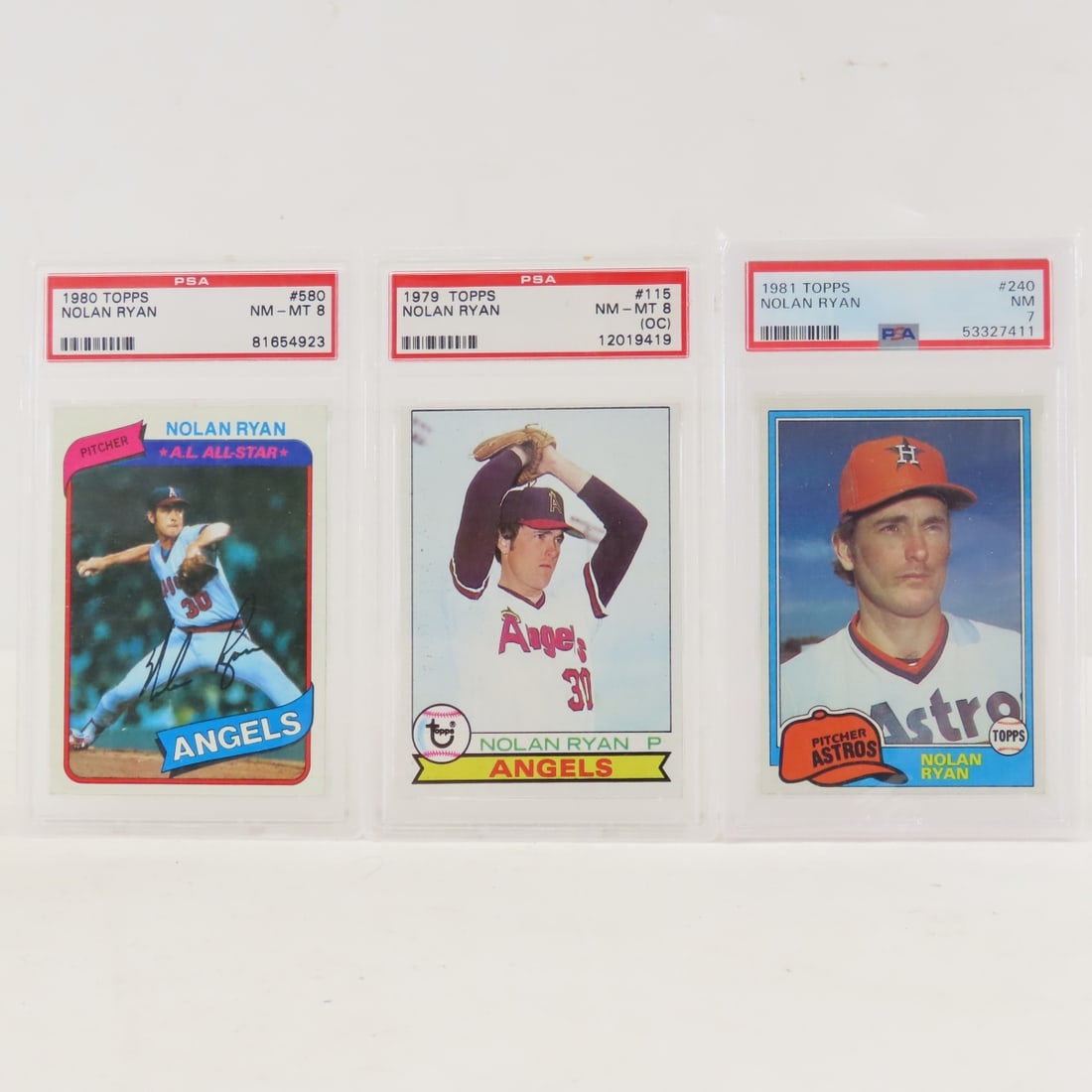 1979, 80, 81 Topps Nolan Ryan PSA Graded 8 & 7 (1 of 13)
