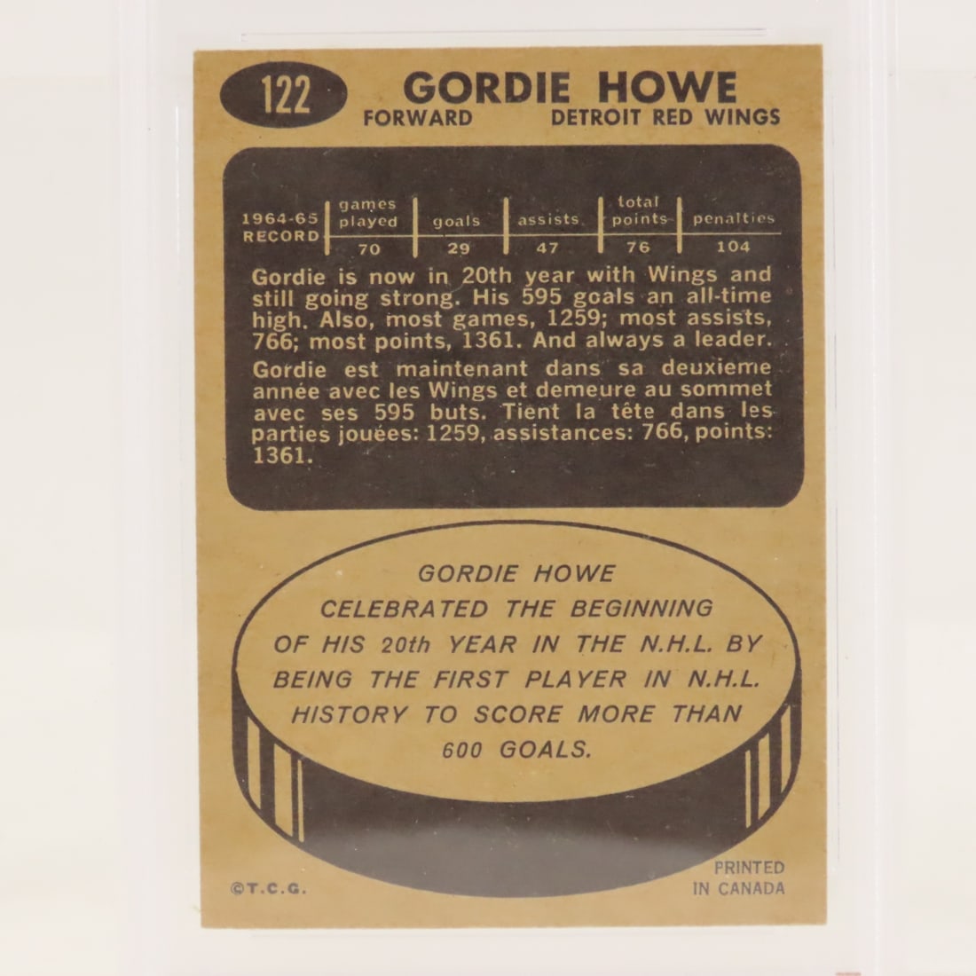 1965 Topps Gordie Howe #122 PSA 4 VG-EX - 4