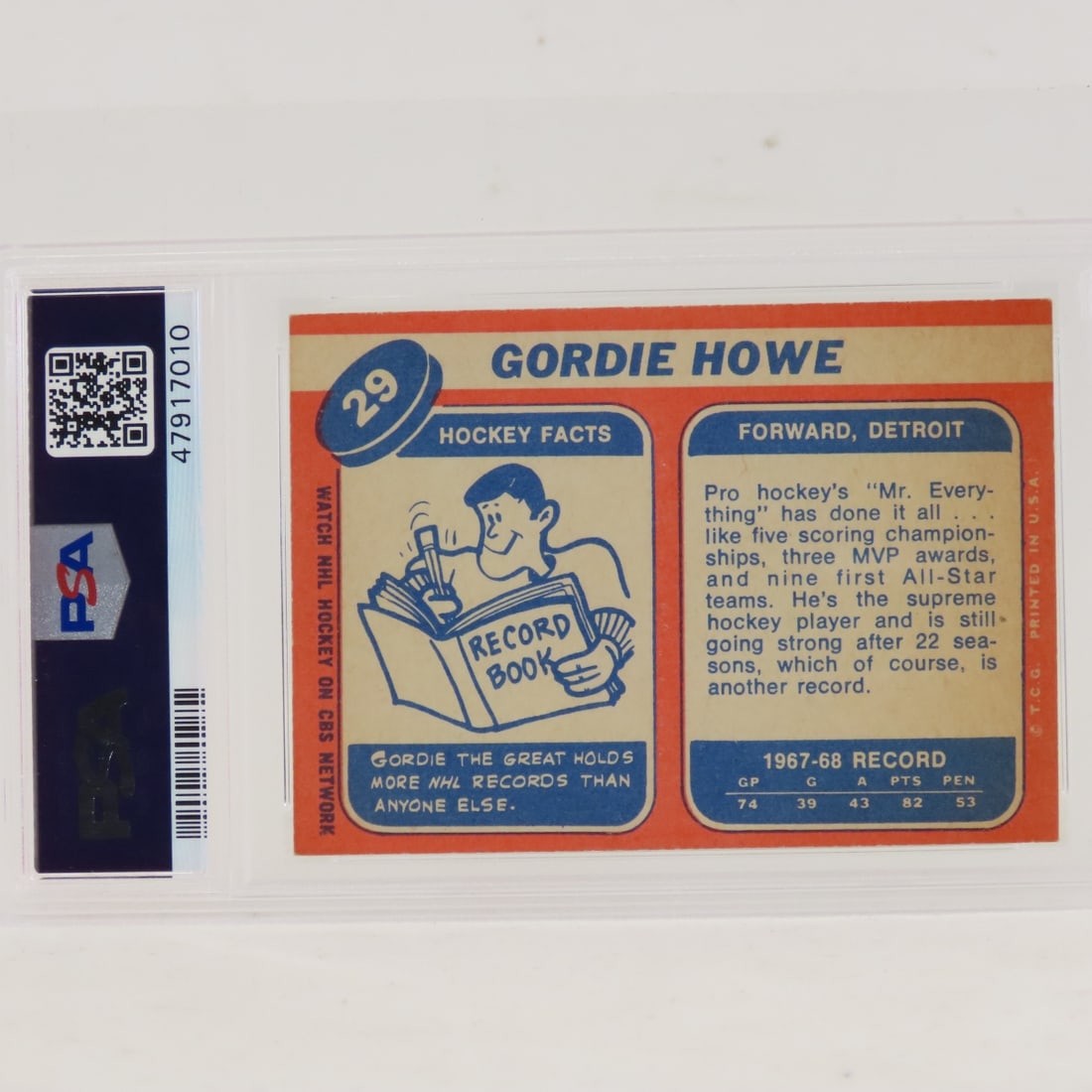 1968 Topps Gordie Howe #29 PSA 5 EX - 3