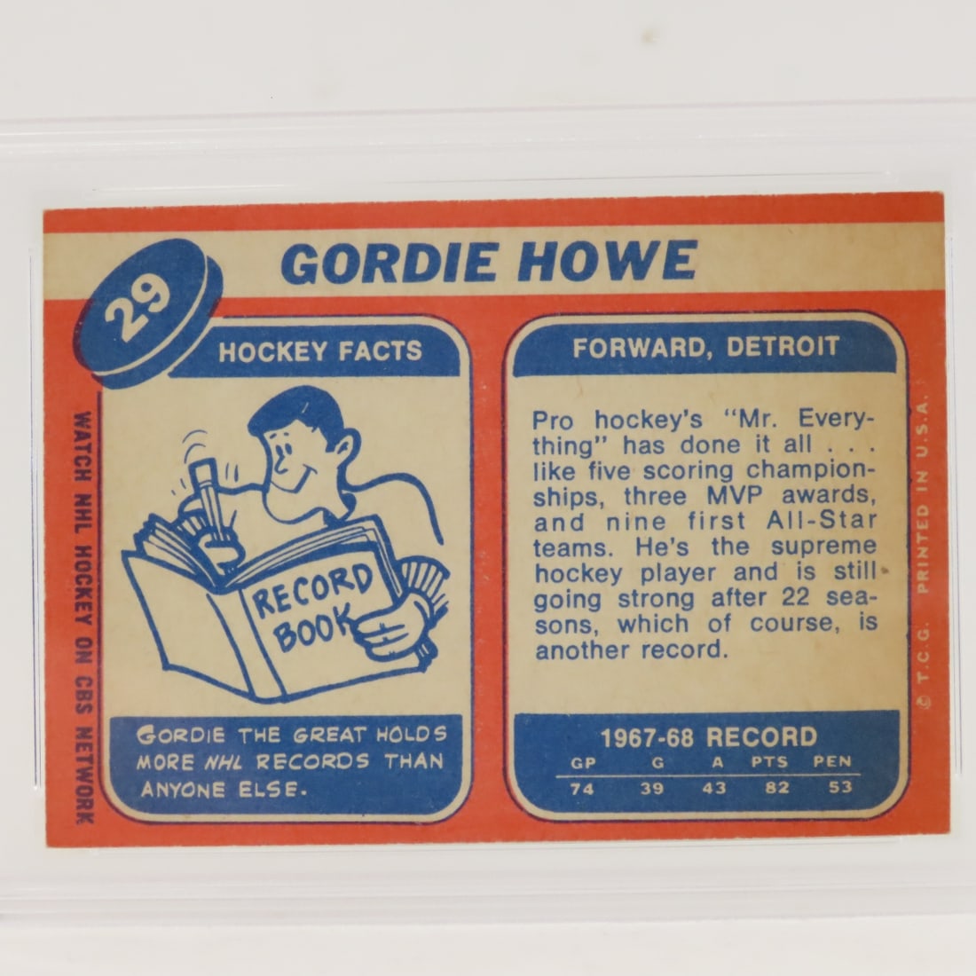 1968 Topps Gordie Howe #29 PSA 5 EX - 4
